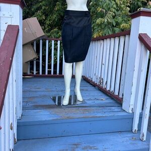 Linen Skirt with Satin Waistband + Yoke and Trim at Hem